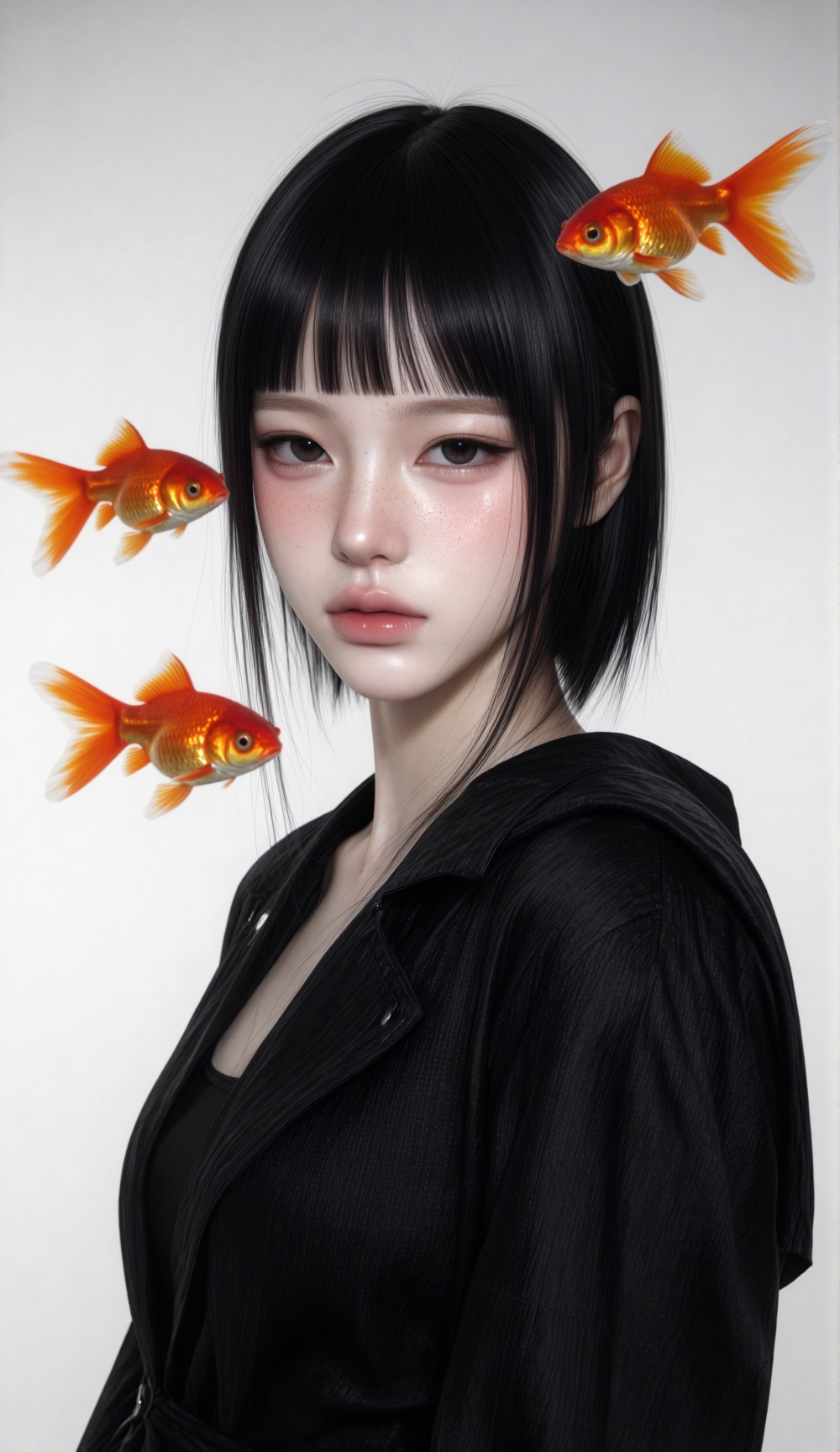 avant-garde surreal portrait,  beautiful young Asian woman,  delicate features on Tensor.Art