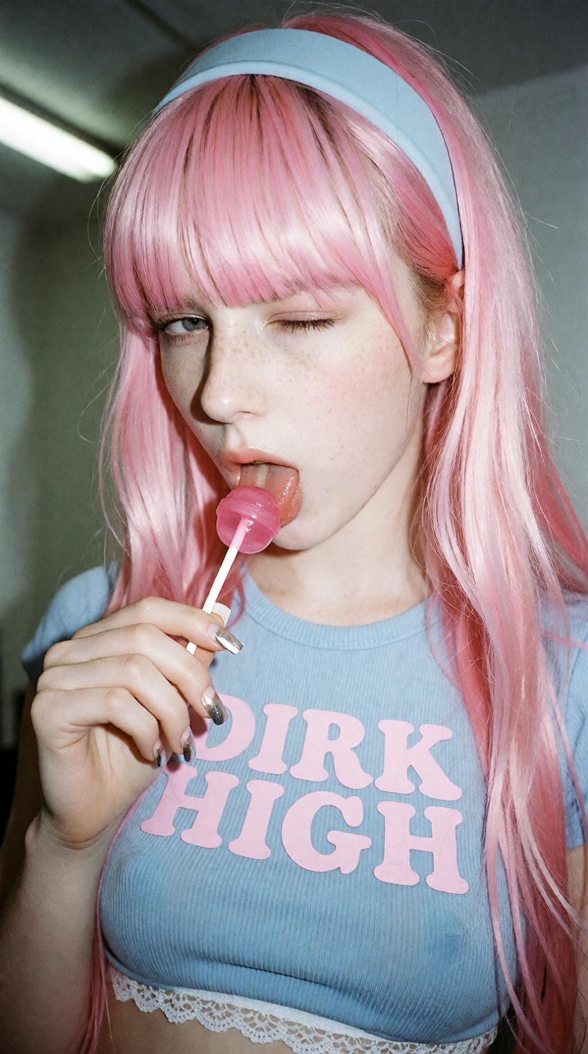 Raw smartphone candid photograph,  high ISO noise and film grain. pink_g1rl,  a young woman with very pale skin on Tensor.Art