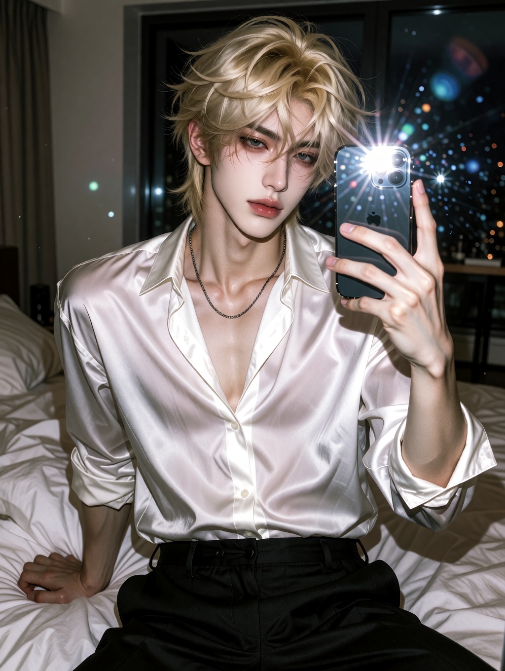 A highly detailed photorealistic portrait of a stunningly handsome young man in his early 20s with delicate East Asian fea...