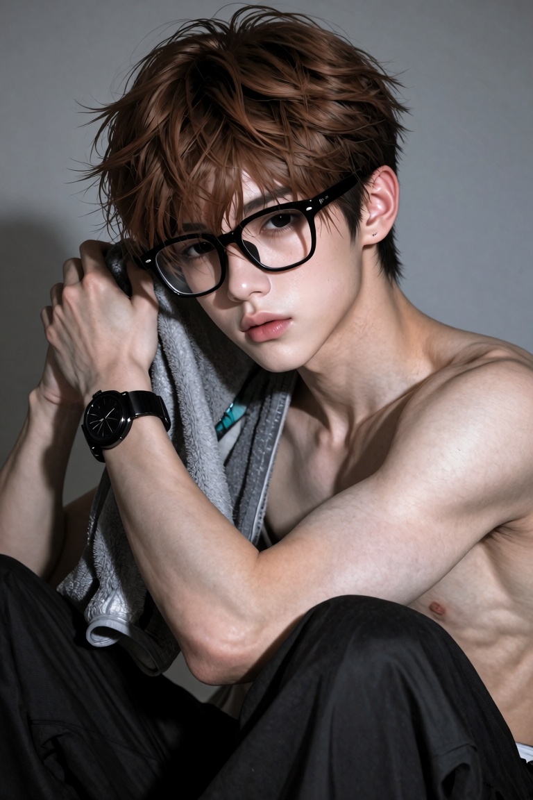 1boy A handsome and cool Korean man,  light brown hair ,  (||(Textured crop haircut)))) on Tensor.Art
