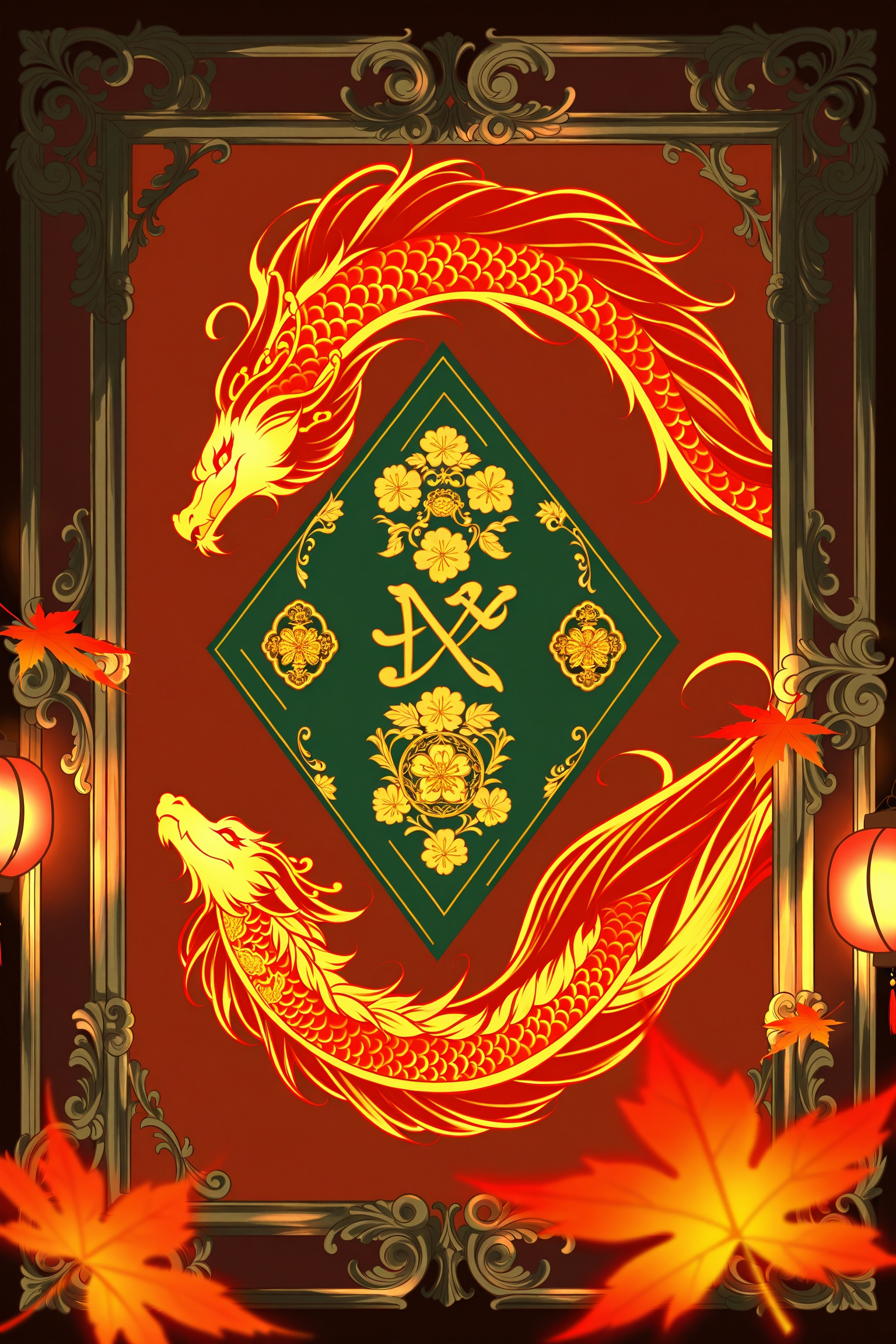 Ultra-detailed,  absurdres cinematic portrait of an imperial dragon princess with luxurious red silk hanfu,  golden dragon...