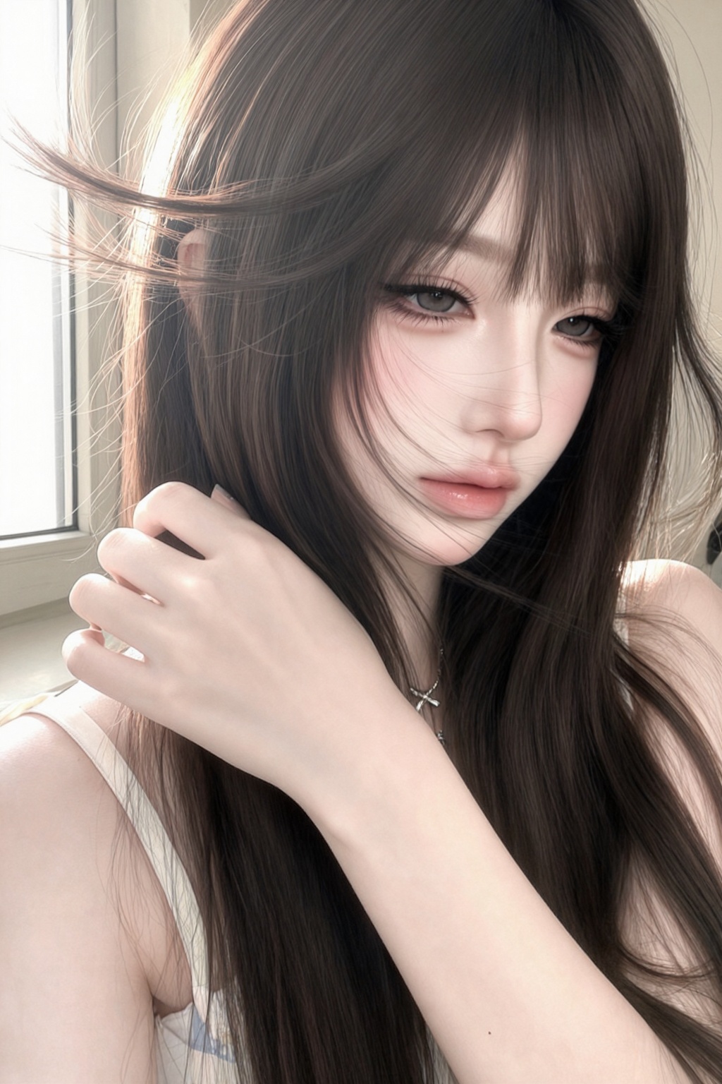 1girl,  solo,  black hair on Tensor.Art