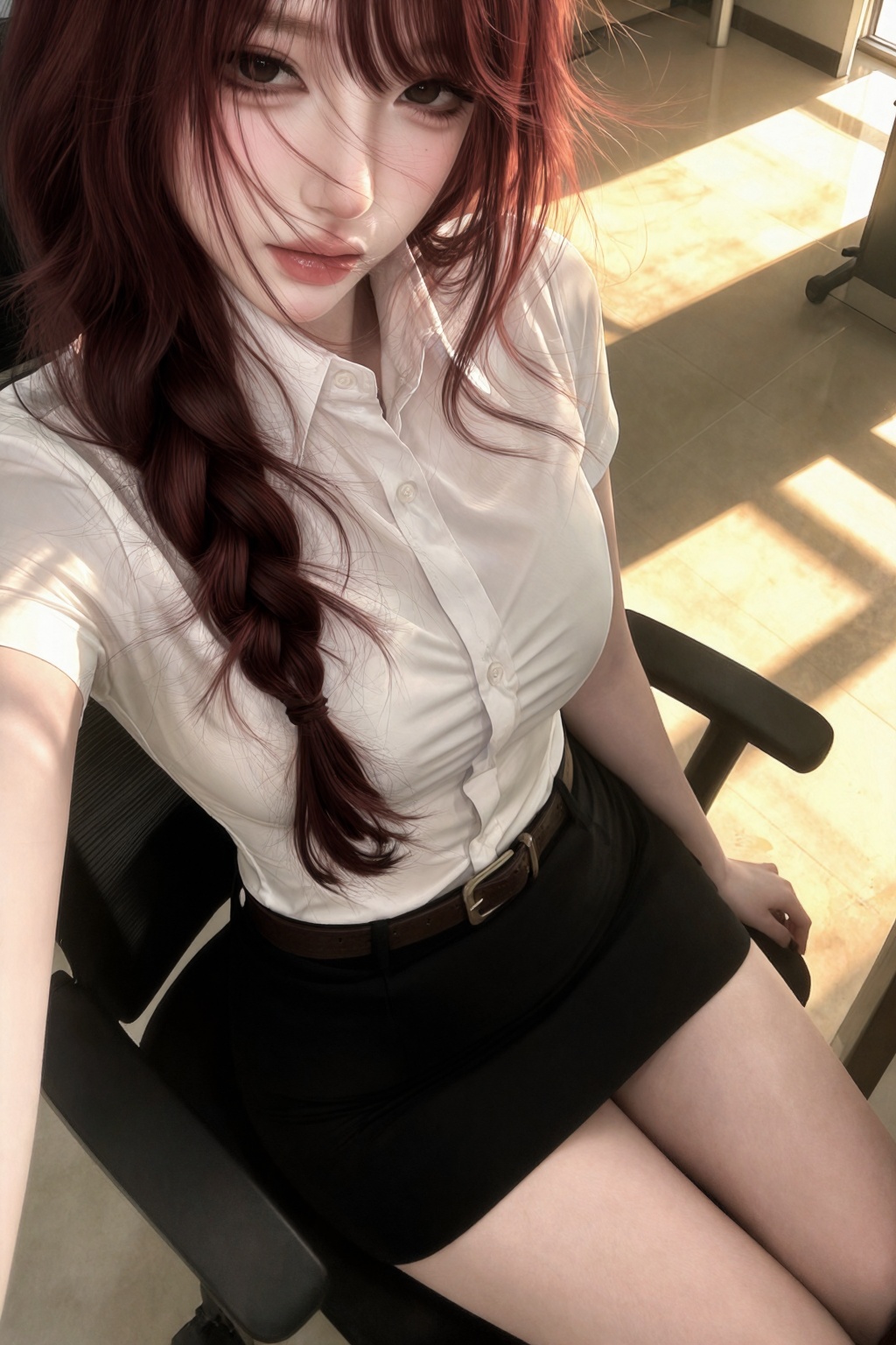 1girl,  solo,  dark red hair on Tensor.Art