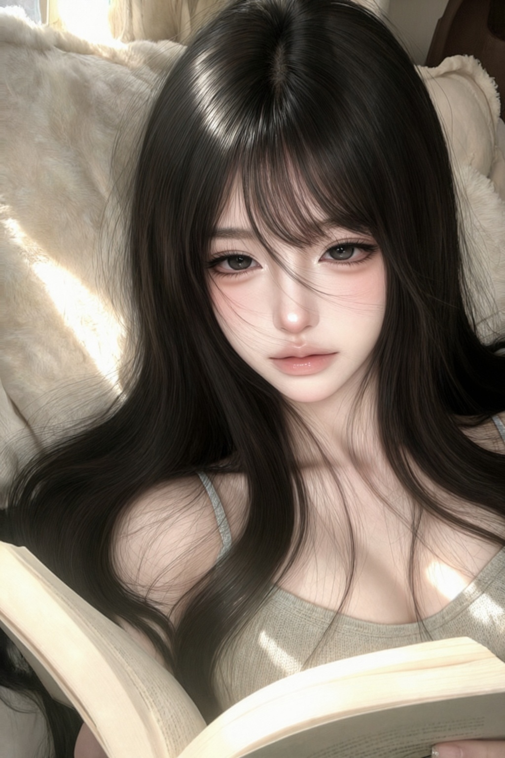 1girl,  solo,  black hair on Tensor.Art