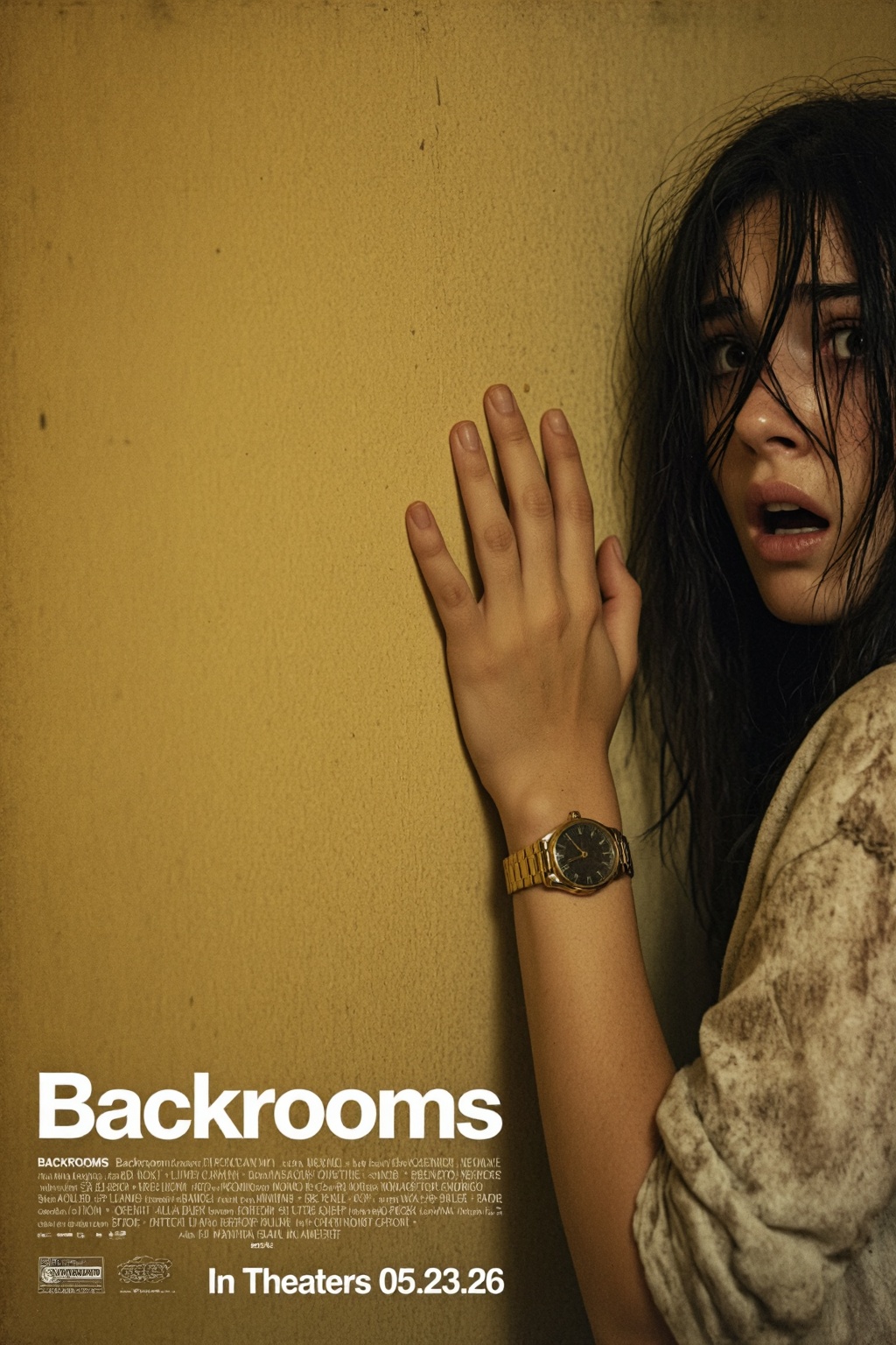 竖版恐怖悬疑电影海报,  后室Backrooms 都市传说主题,  复古老旧胶片质感 on Tensor.Art