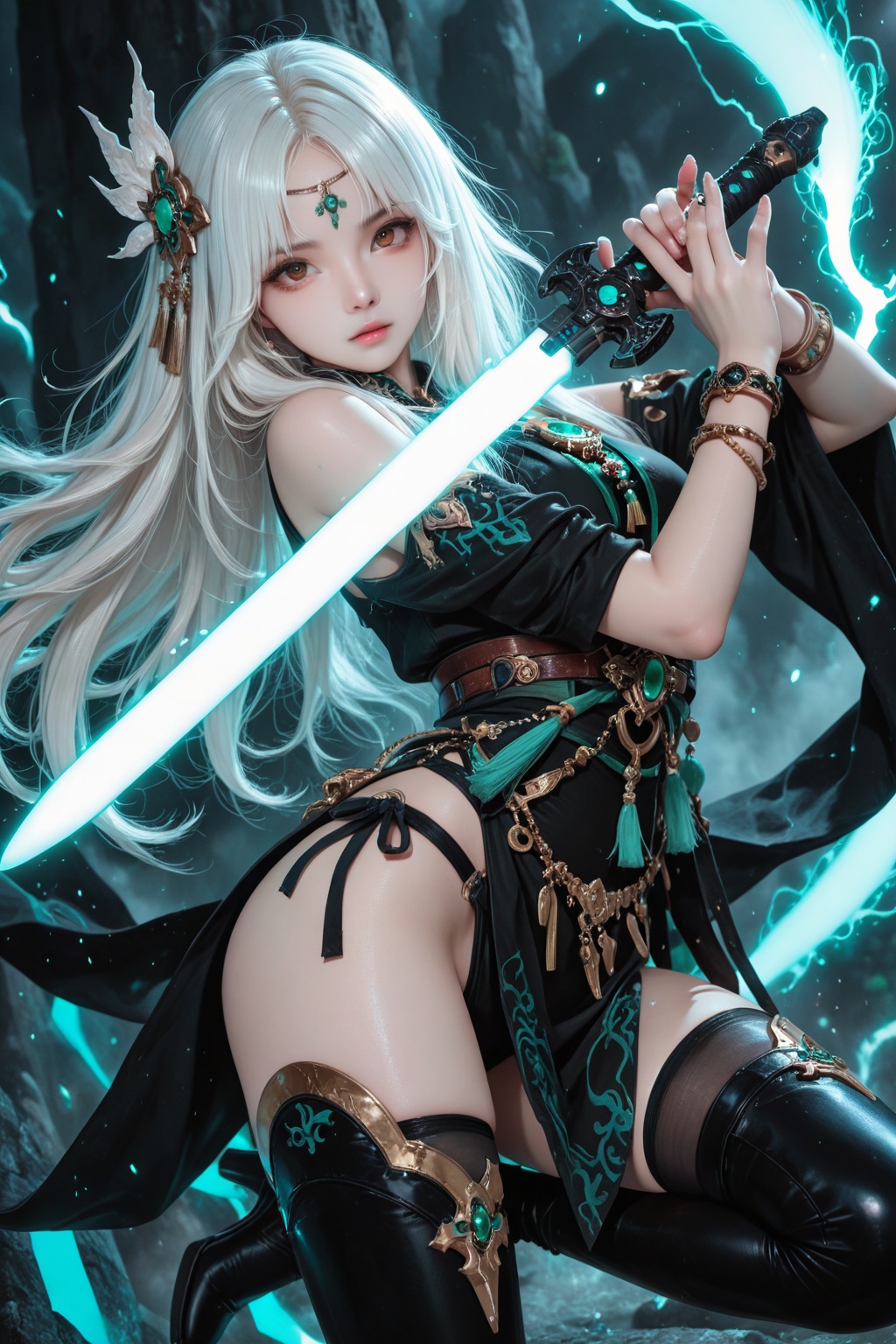 1girl,  solo,  weapon on Tensor.Art