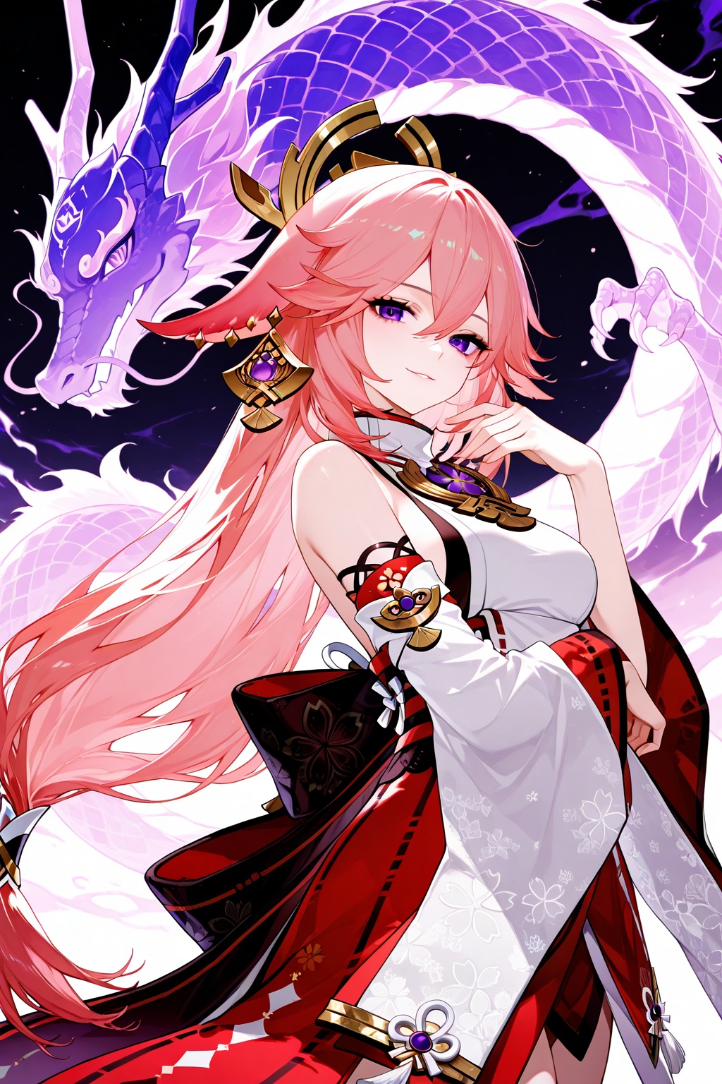 1girl,  yae miko,  pink hair by ikun on Tensor.Art