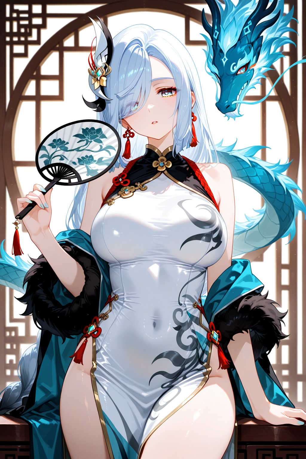1girl,  shenhe (genshin impact),  breasts on Tensor.Art