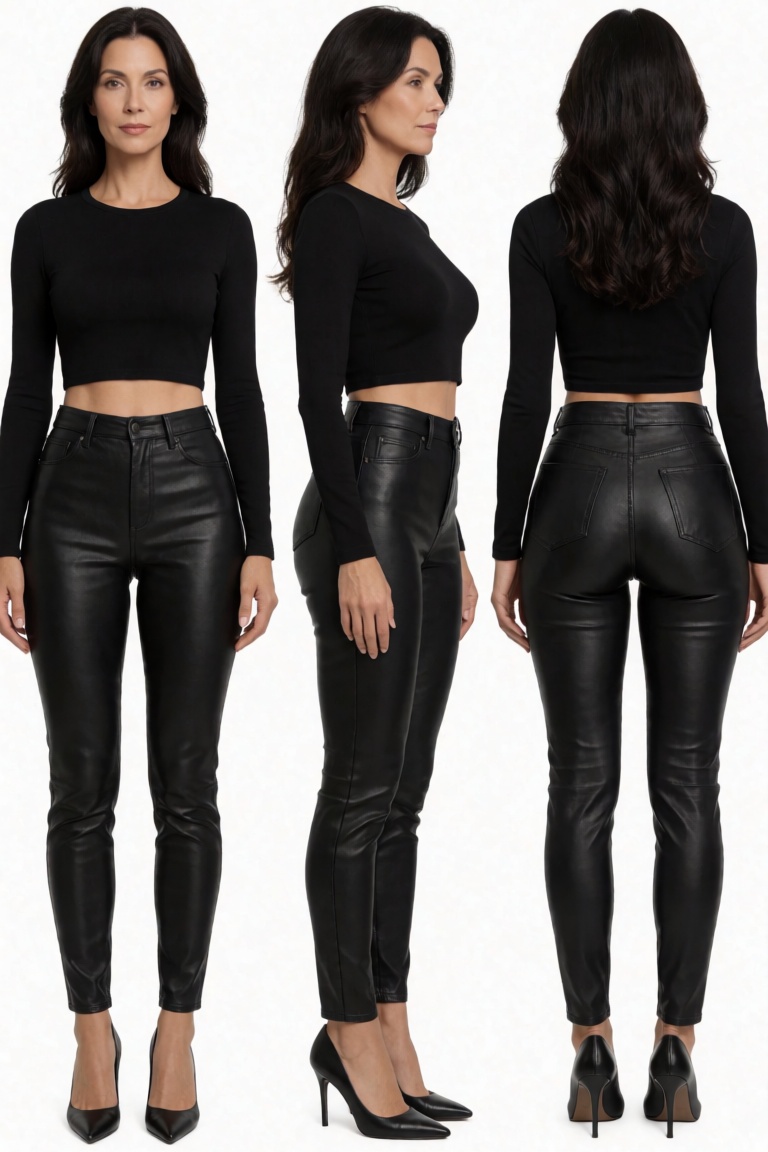 Full-body triptych,  three distinct views: front,  three-quarter side on Tensor.Art