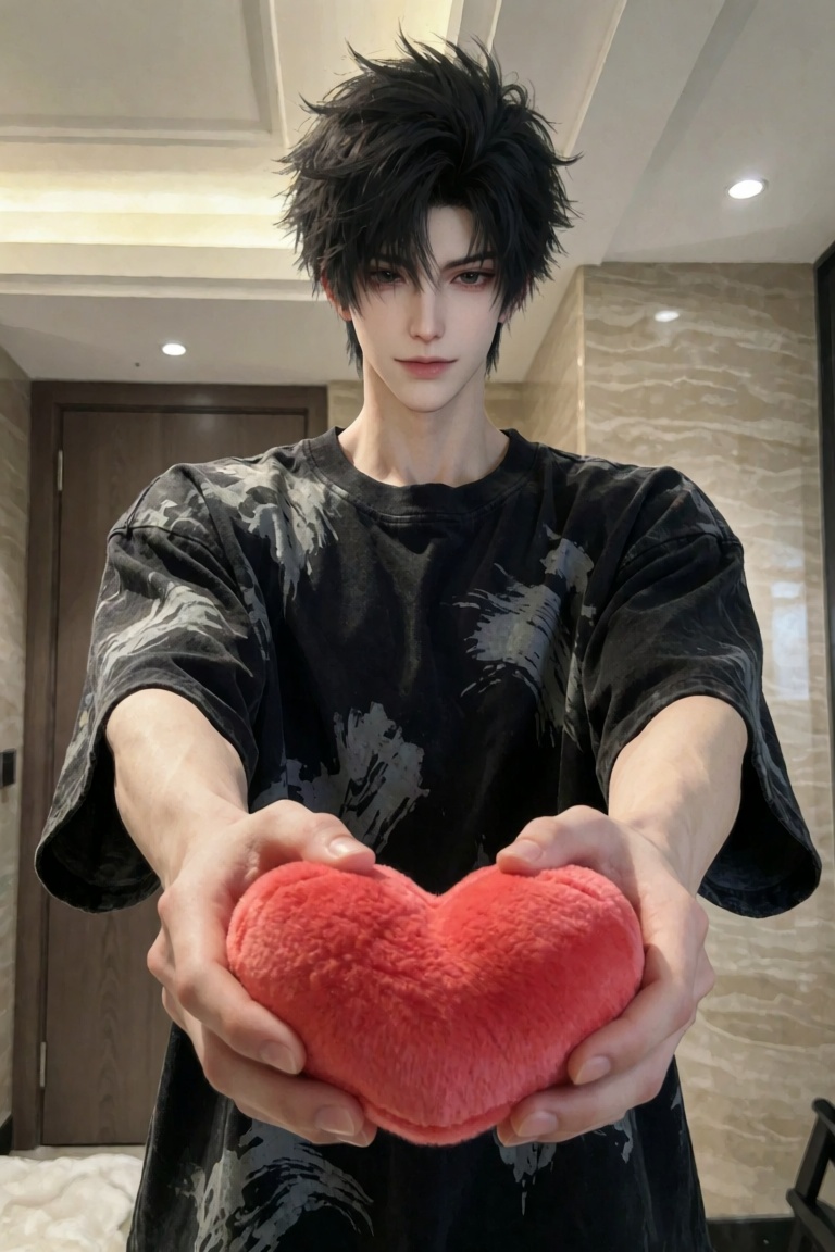 一个美男子,  凌乱发丝,  冷白皮 on Tensor.Art