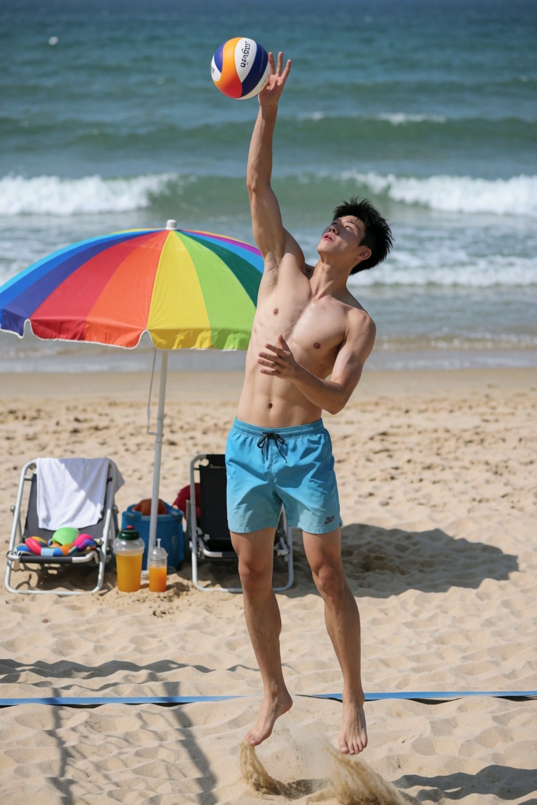 身高188cm,  25岁亚洲沙滩排球运动员,  大长腿帅哥 on Tensor.Art