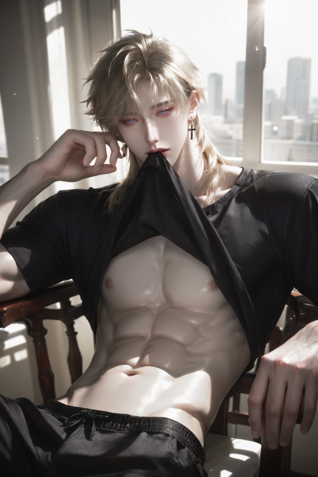 1 male,  solo,  (sharp deep blue eyes) on Tensor.Art