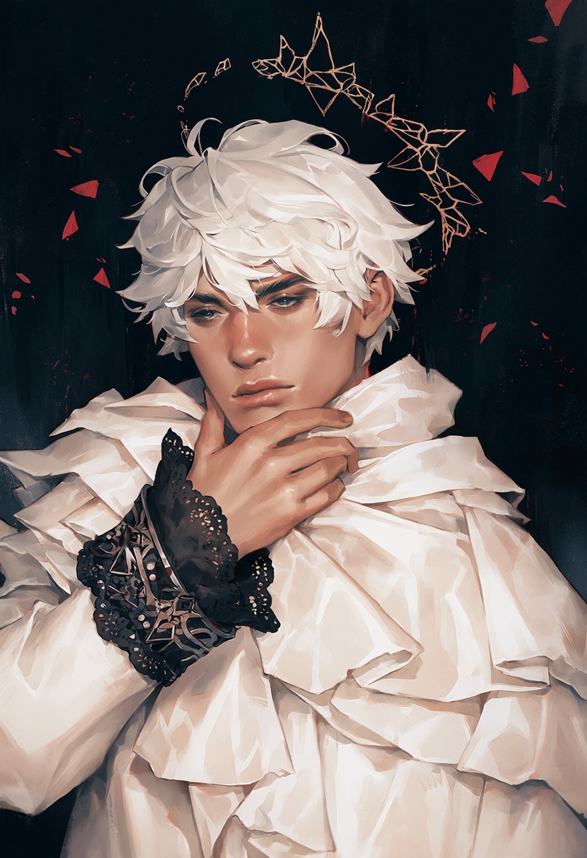 Keely,  1boy,  rose court angel with white hair on Tensor.Art