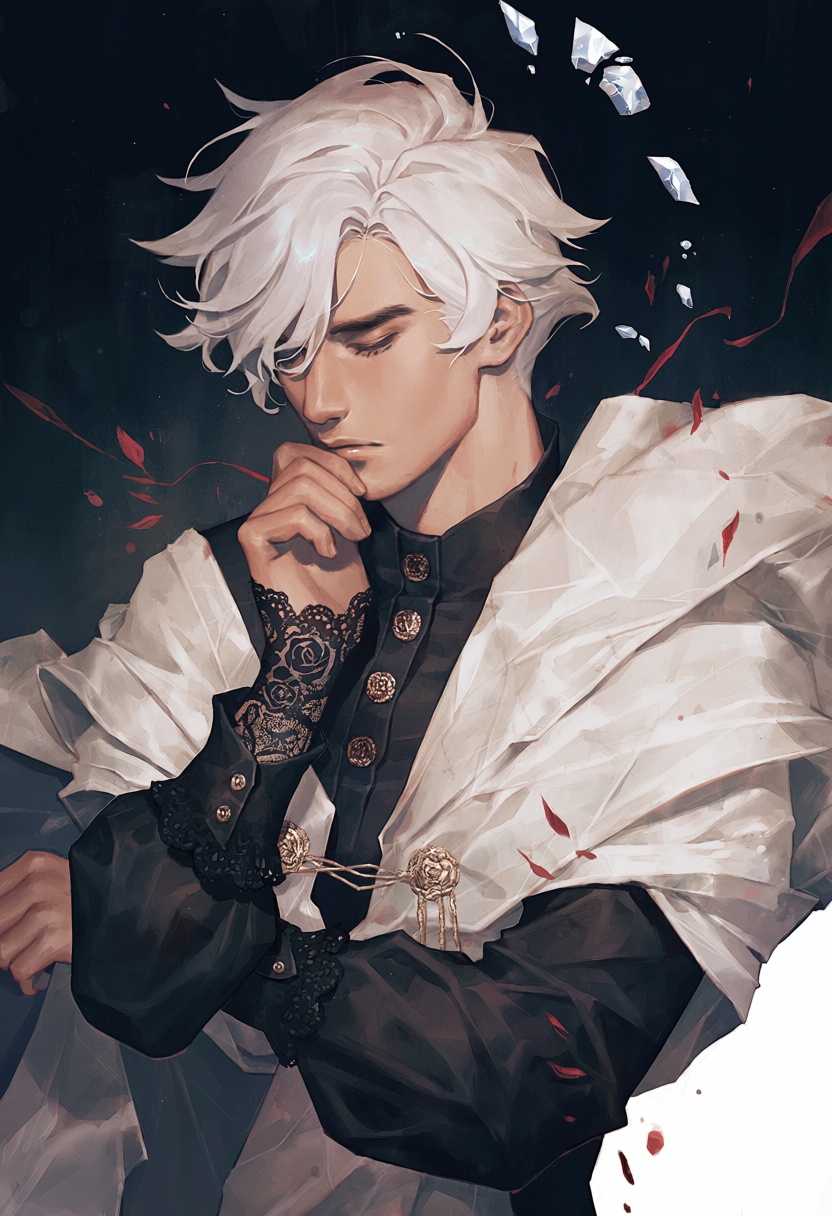 Keely,  1boy,  rose court angel with white hair on Tensor.Art