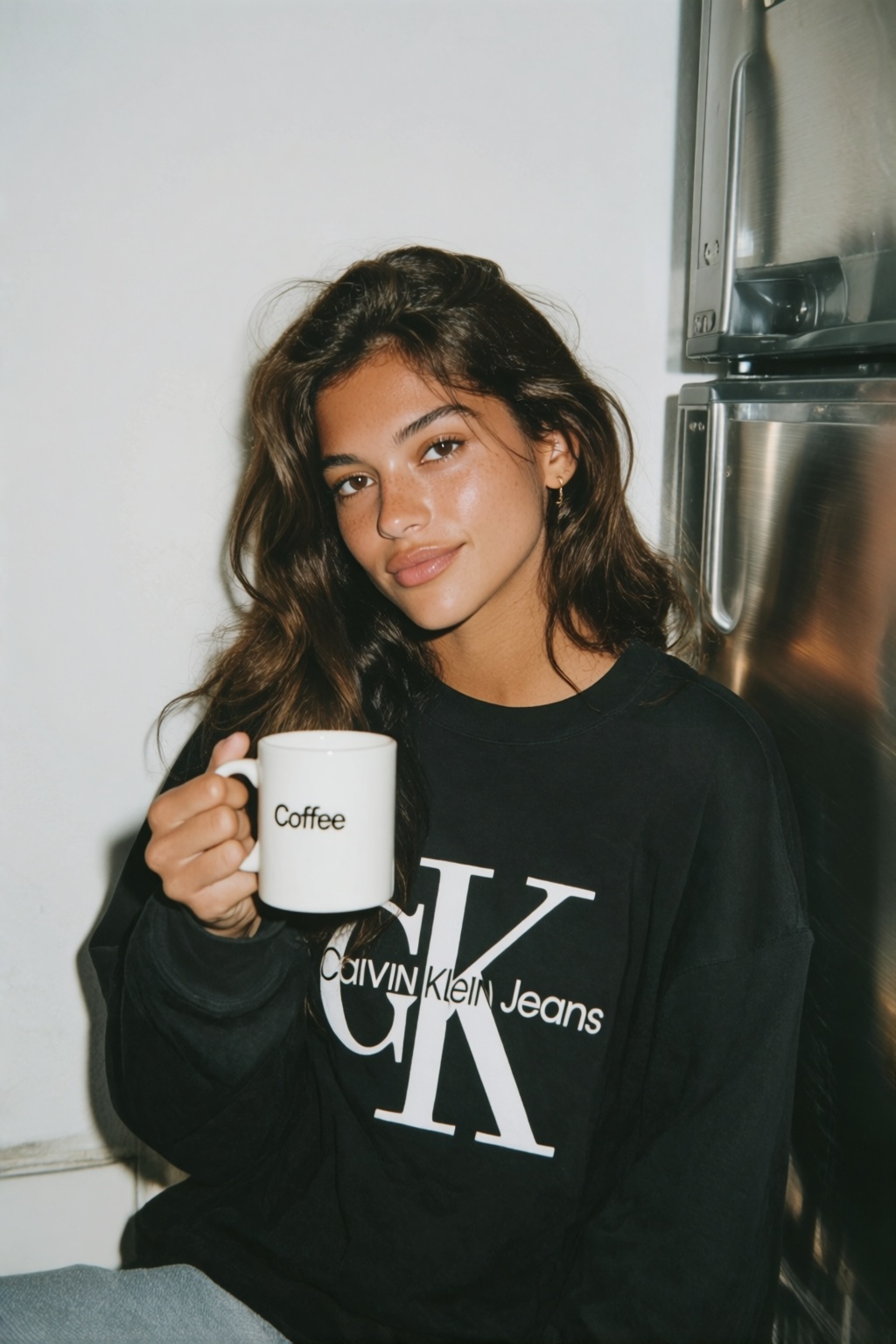midjourneyanalog16k2e6 High-angle shot of a young French woman with a medium-tan complexion,  long,  wavy dark brown hair...