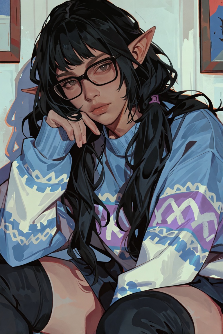 woman,  solo,  long hair on Tensor.Art