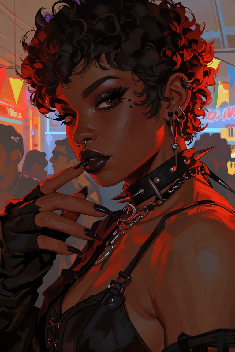 female focus,  african american,  dark skin on Tensor.Art