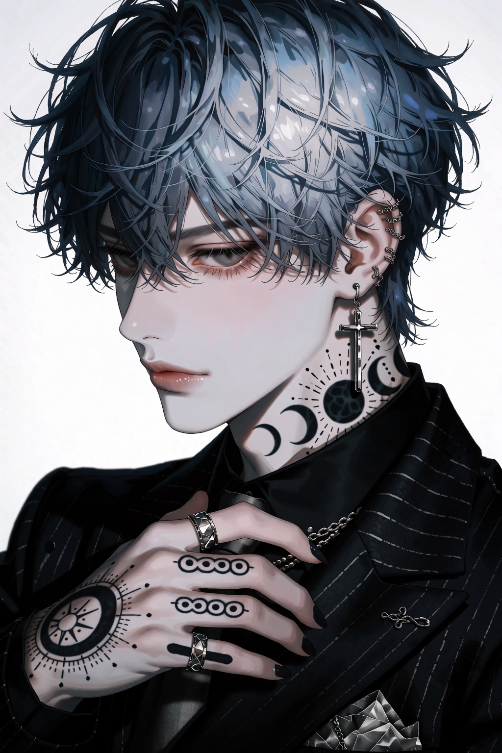 @NJSW33T,  digital painting,  a handsome young man with messy on Tensor.Art