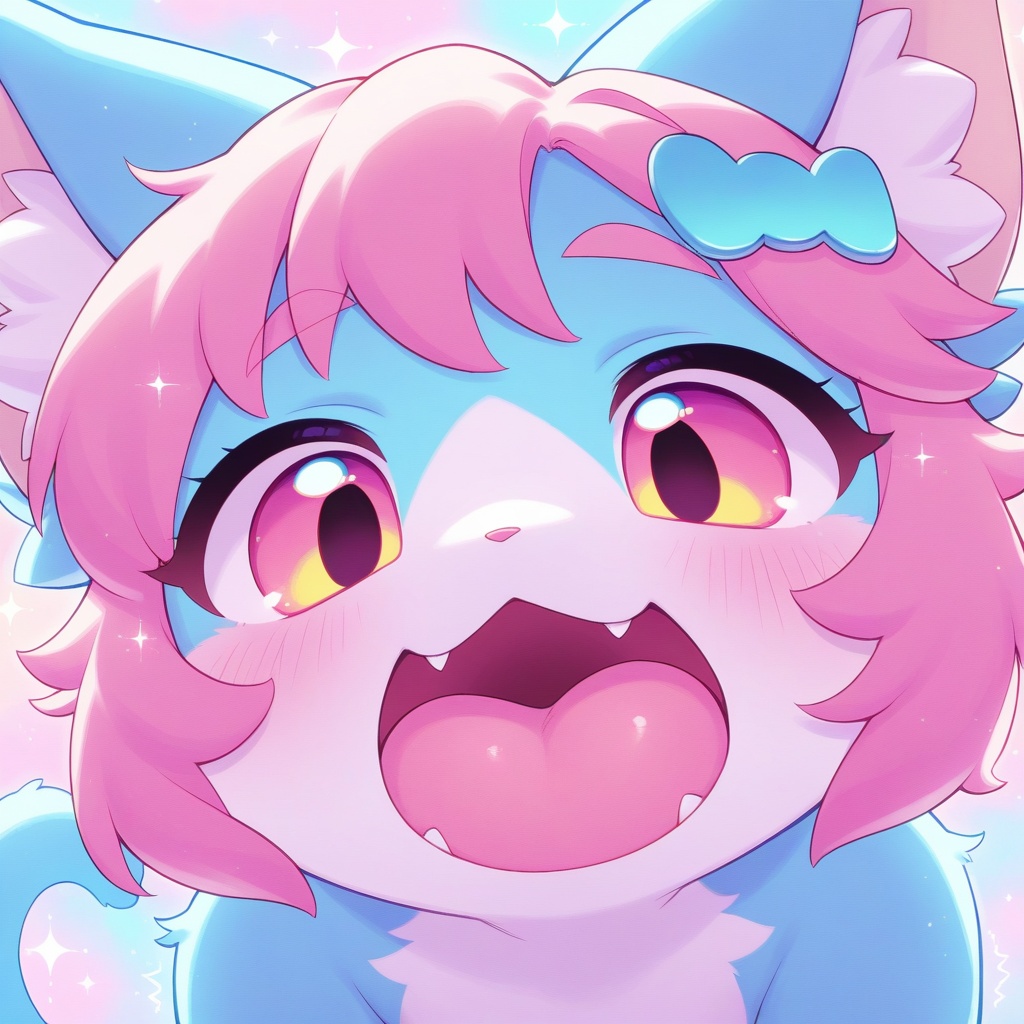 Chibi mad cat girl nyaa,  anthro furry,  close-up portrait on Tensor.Art