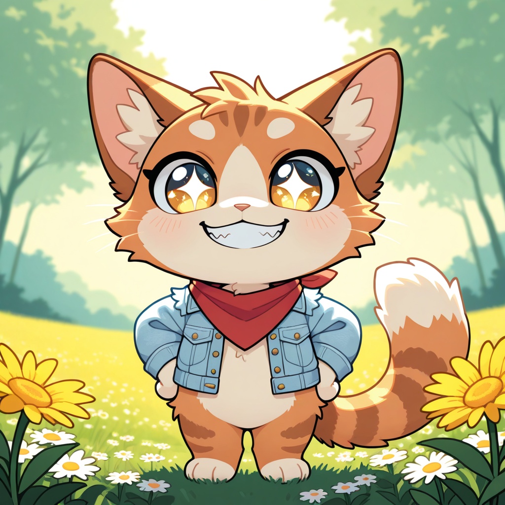 Chibi anthro cat,  front-facing portrait,  soft pastel lighting on Tensor.Art