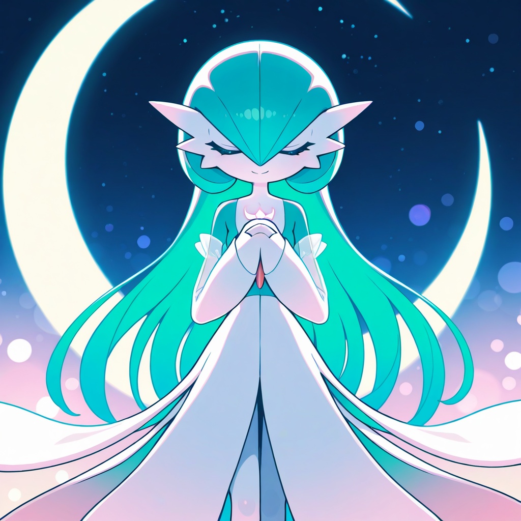 Chibi anthro Gardevoir,  front-facing medium shot,  soft ethereal glow lighting on Tensor.Art