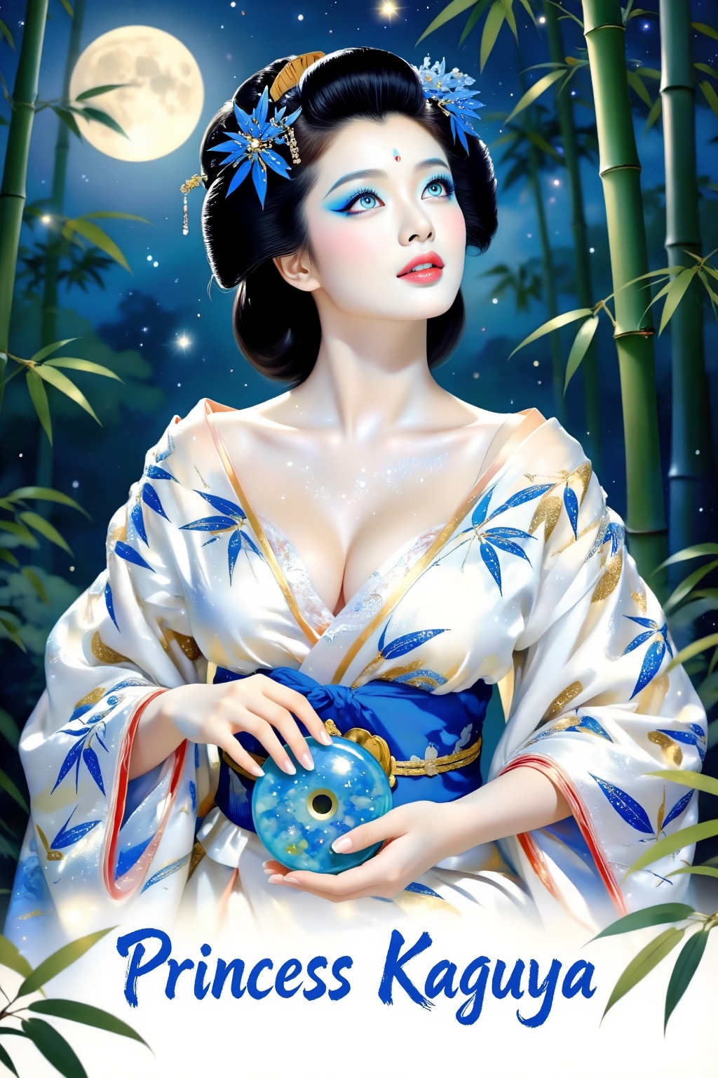 Top quality. Inspiration: Princess Kaguya,  The Tale of the Bamboo Cutter,  Japanese yokai (supernatural creature) illustr...