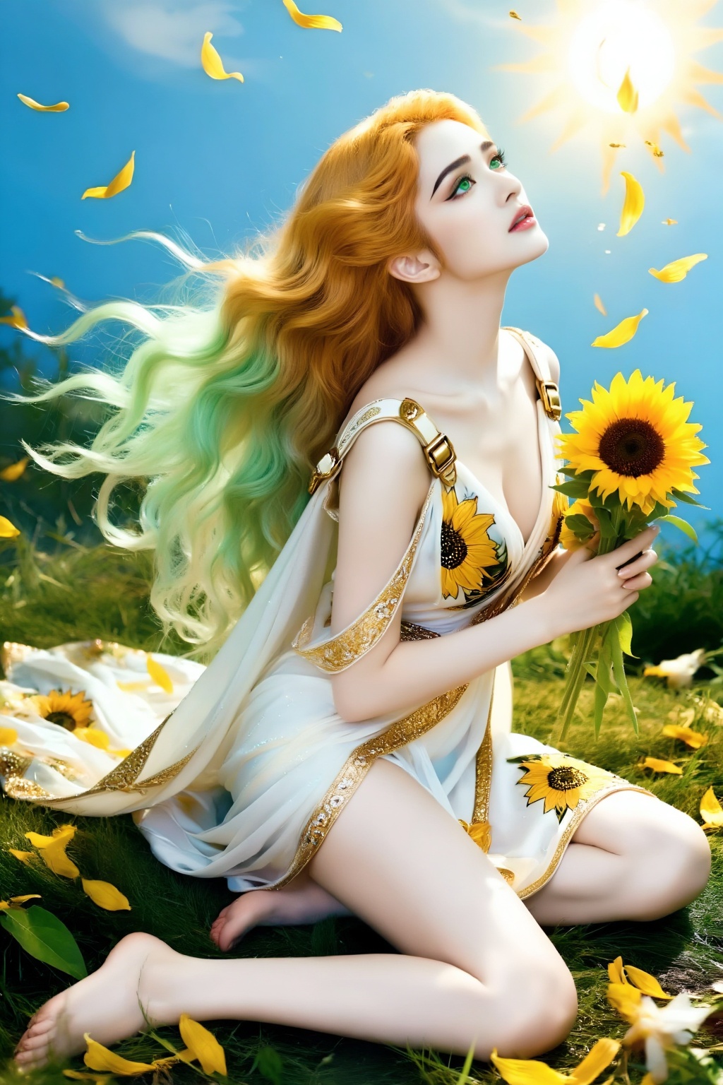 Top quality. Inspiration: Clytie,  Greek mythology,  sunflower. Note: Clytie on Tensor.Art