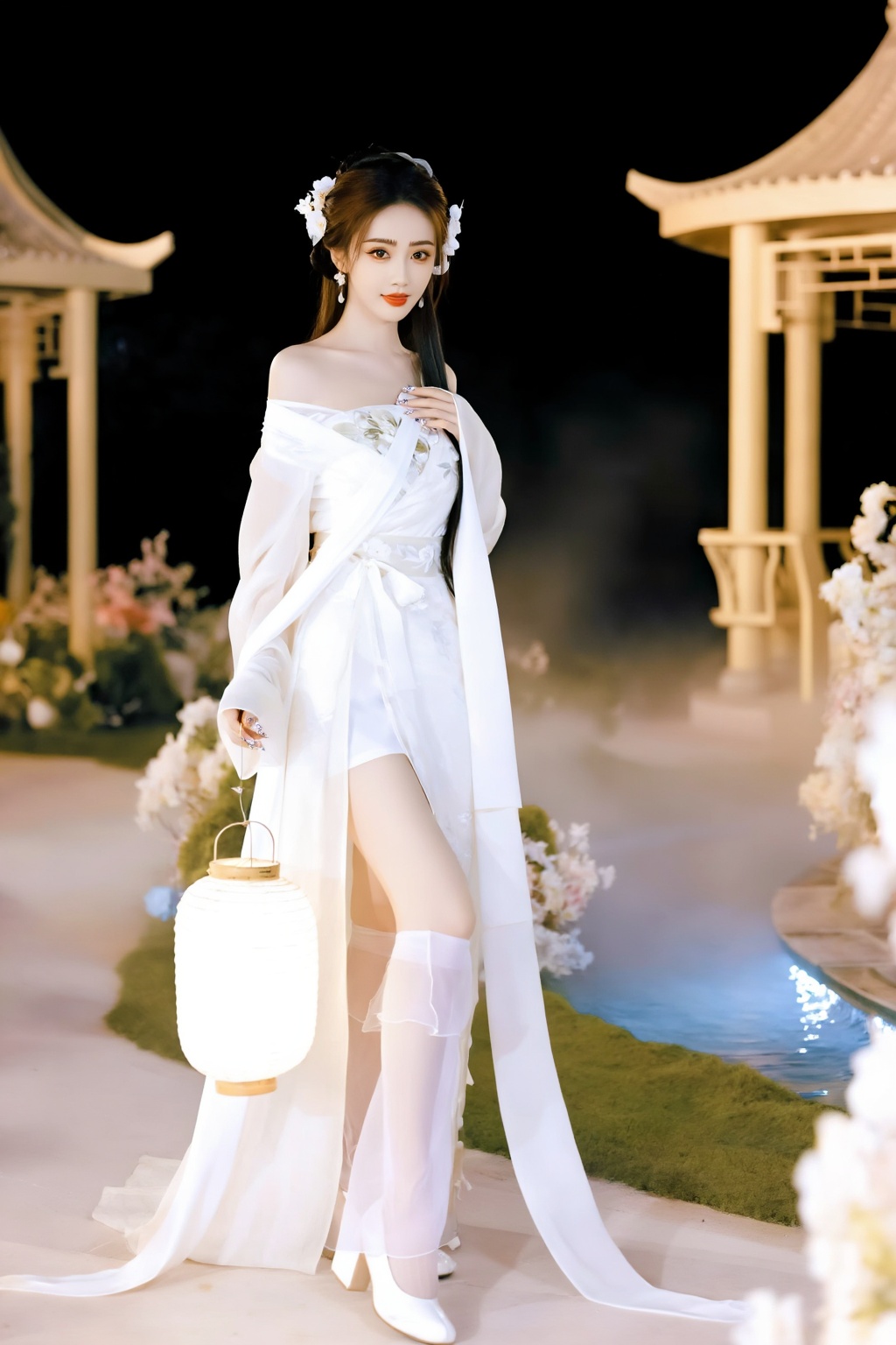 Exceptional quality,  ranked number one. Inspiration: Courtyard,  lantern. Scene: In the pitch-black night on Tensor.Art