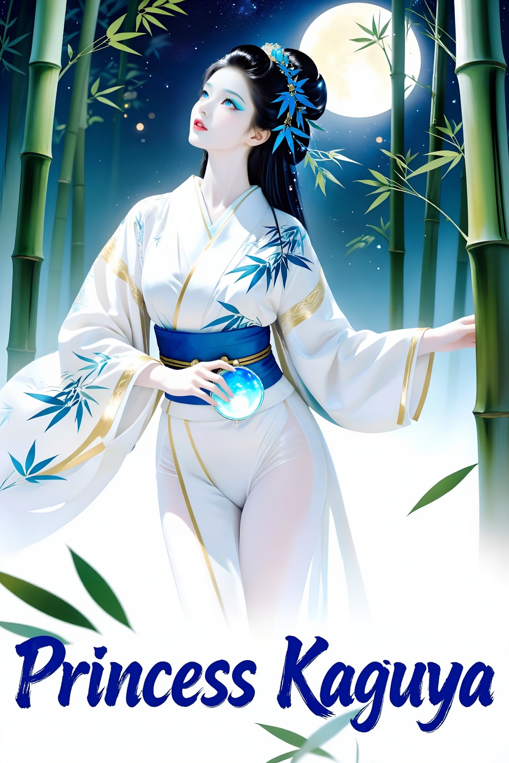 Top quality. Inspiration: Princess Kaguya,  The Tale of the Bamboo Cutter,  Japanese yokai (supernatural creature) illustr...