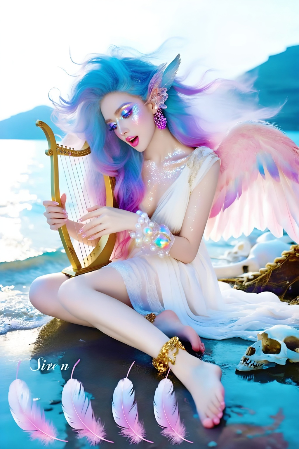 Top quality. Inspiration: Bird feathers,  sirens,  temptation. Sirens are dangerous creatures that inhabit islands littere...