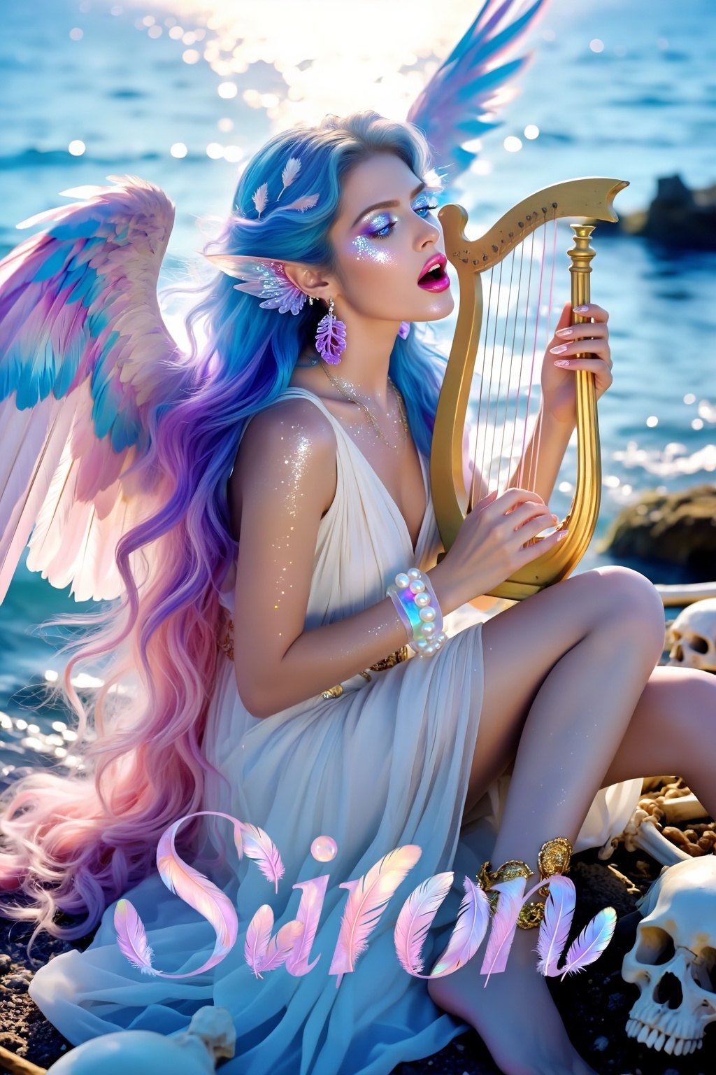 Top quality. Inspiration: Bird feathers,  sirens,  temptation. Sirens are dangerous creatures that inhabit islands littere...