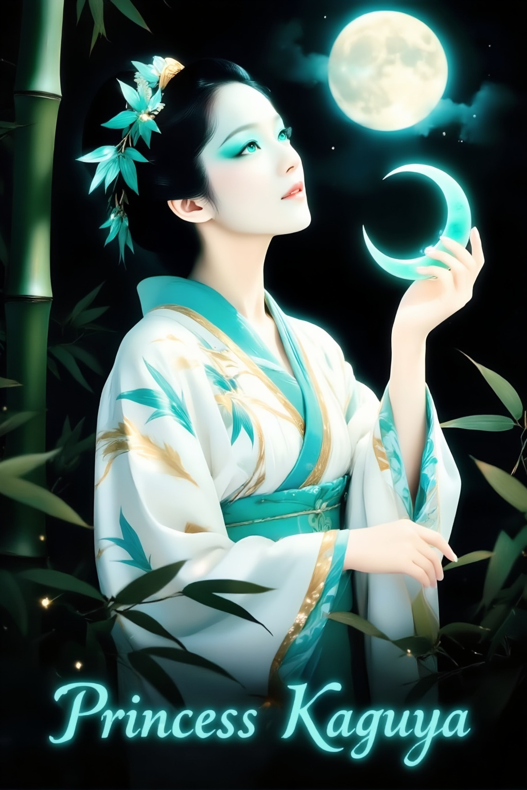 Top quality. Inspiration: Princess Kaguya,  The Tale of the Bamboo Cutter,  Japanese yokai (supernatural creature) illustr...