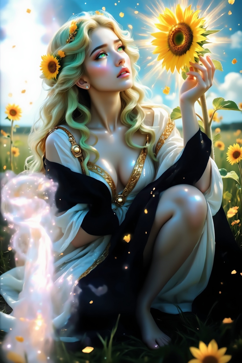 Top quality. Inspiration: Clytie,  Greek mythology,  sunflower. Note: Clytie on Tensor.Art