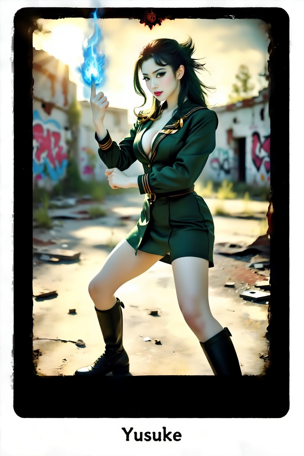 Top quality,  ranked number one,  this tarot card depicts a powerful and beautiful Japanese high school student preparing...