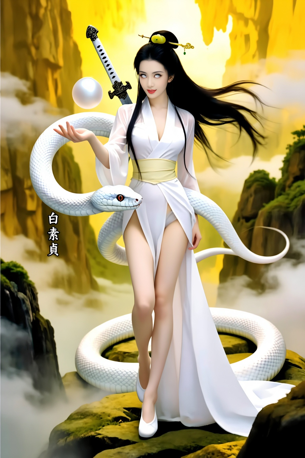 Top quality. Inspiration: The Chinese myth of the White Snake,  Bai Suzhen. Visuals: A beautiful and elegant young woman,...