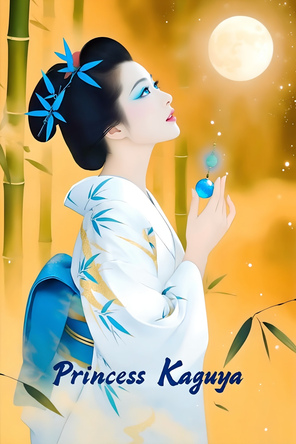 Top quality. Inspiration: Princess Kaguya,  The Tale of the Bamboo Cutter,  Japanese yokai (supernatural creature) illustr...