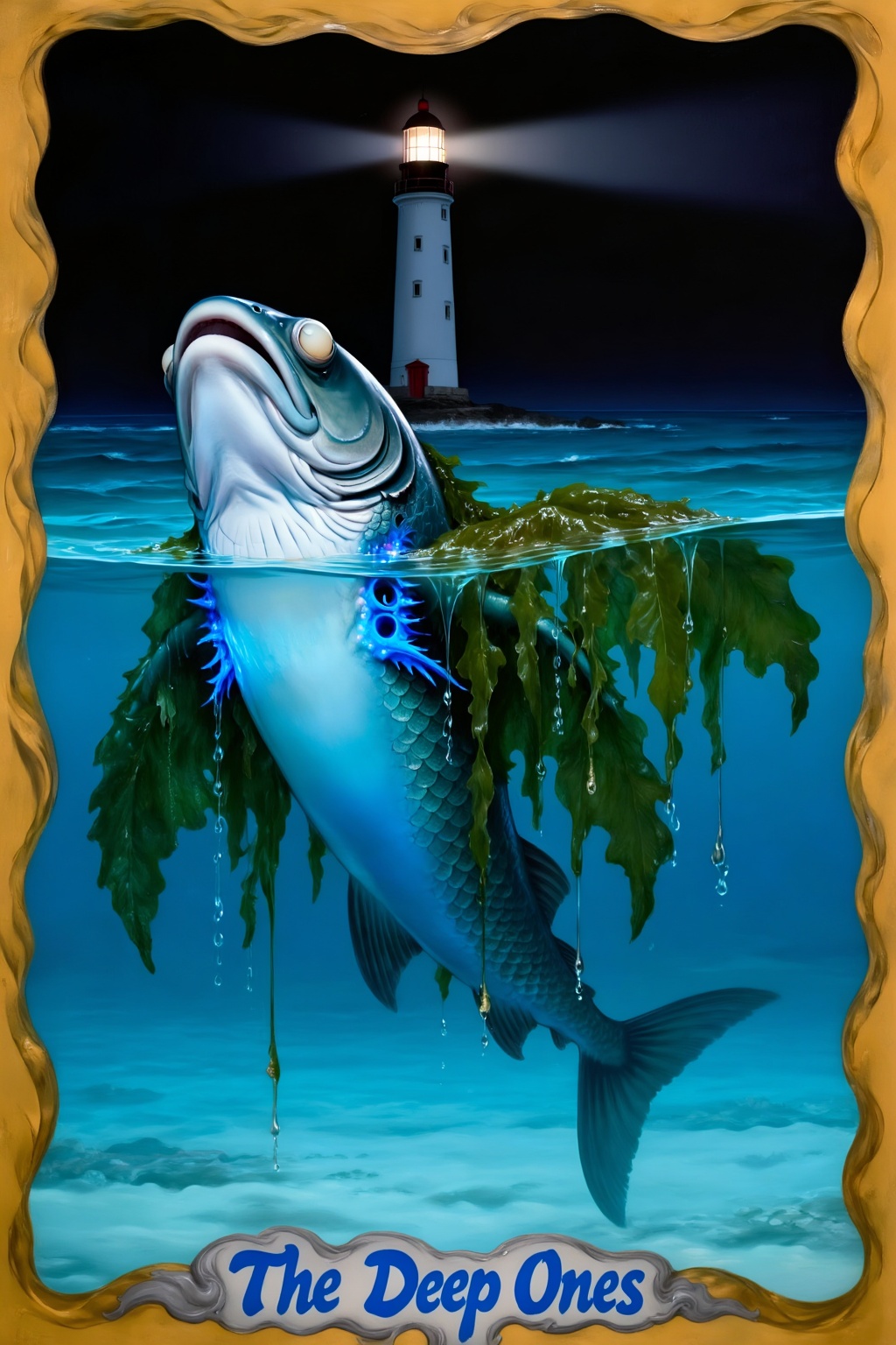 Superior quality,  ranked number one. Inspiration: The Deep Ones,  Cthulhu Mythos. This painting depicts the Deep Ones fro...
