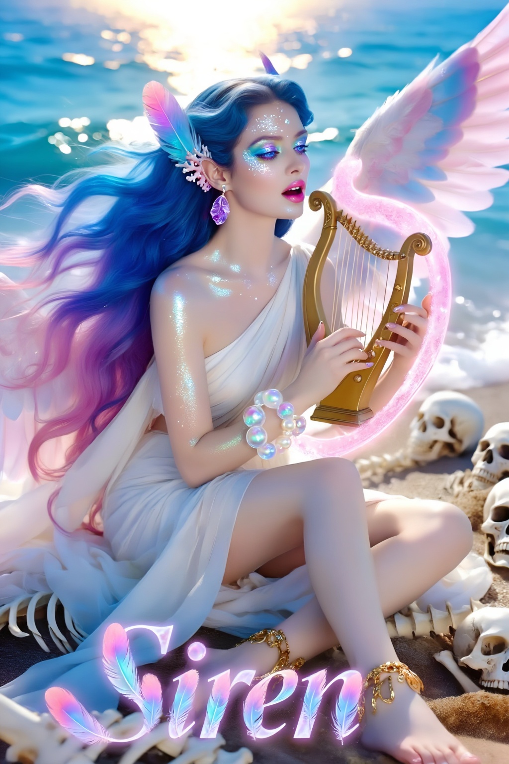 Top quality. Inspiration: Bird feathers,  sirens,  temptation. Sirens are dangerous creatures that inhabit islands littere...