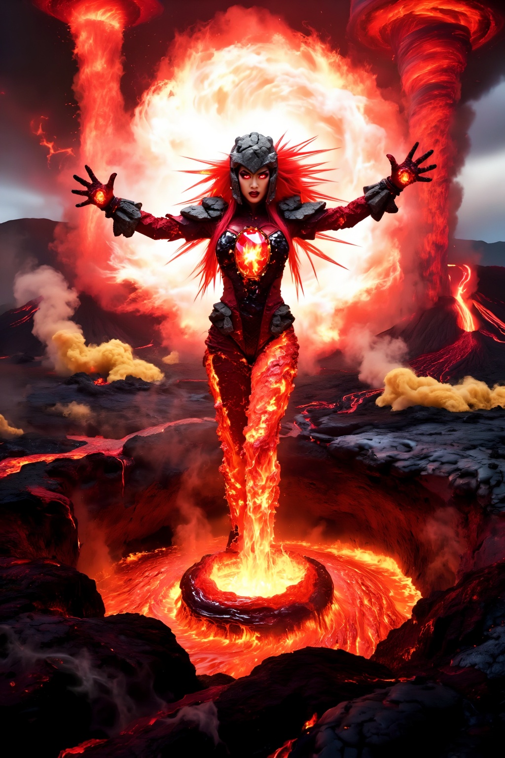 Top quality. Inspiration: Lava,  volcanoes. This painting depicts a lava girl,  representing the energy of Earth's destruc...
