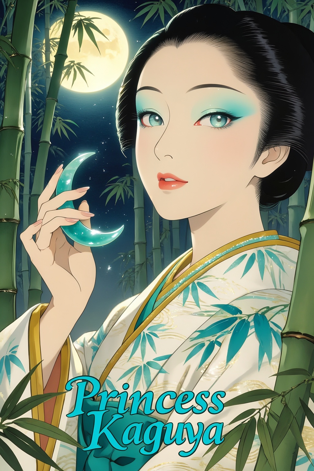 Top quality. Inspiration: Princess Kaguya,  The Tale of the Bamboo Cutter,  Japanese yokai (supernatural creature) illustr...