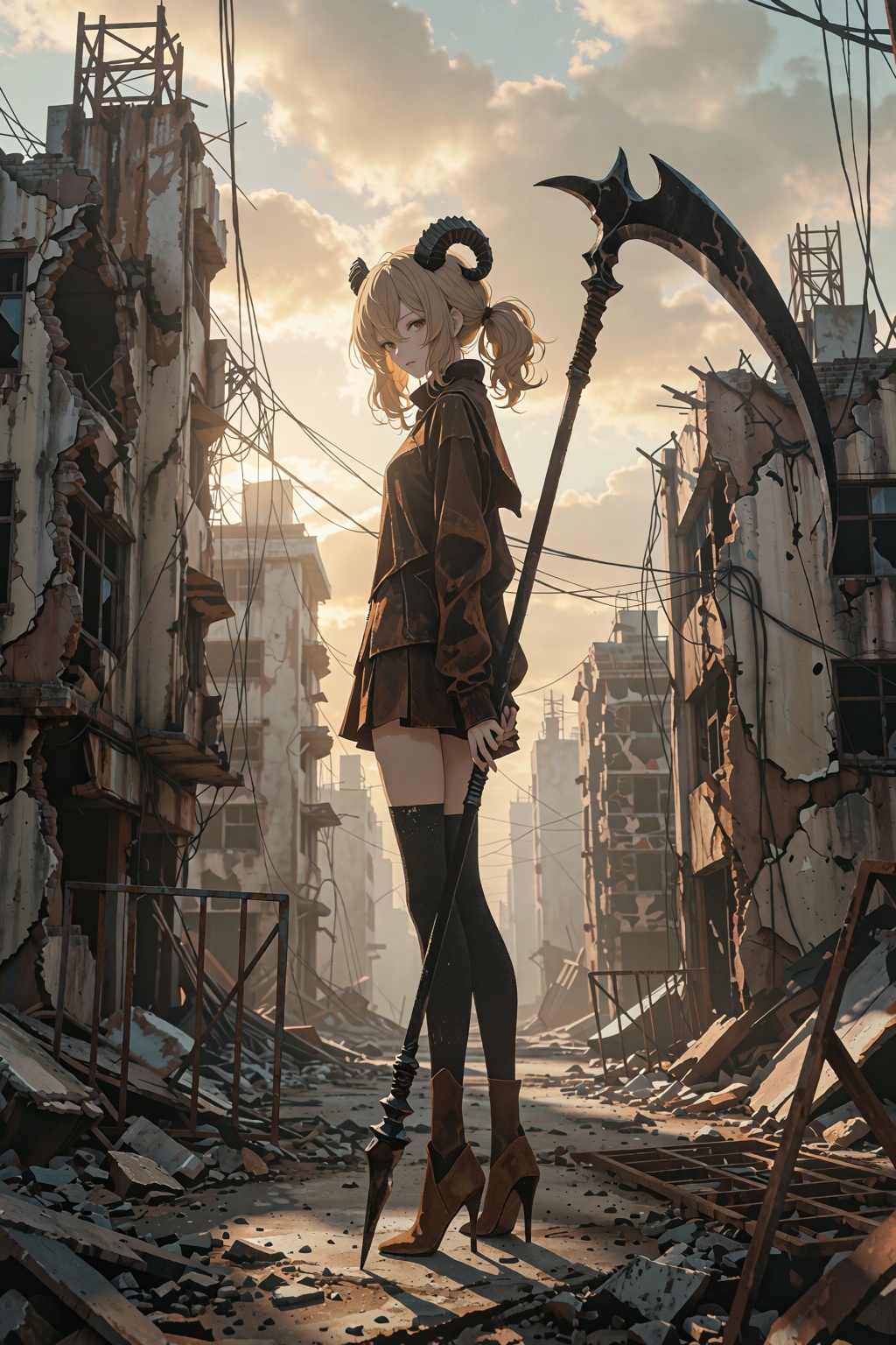 日系厚涂插画,  末世废土风格,  二次元少女原画 on Tensor.Art