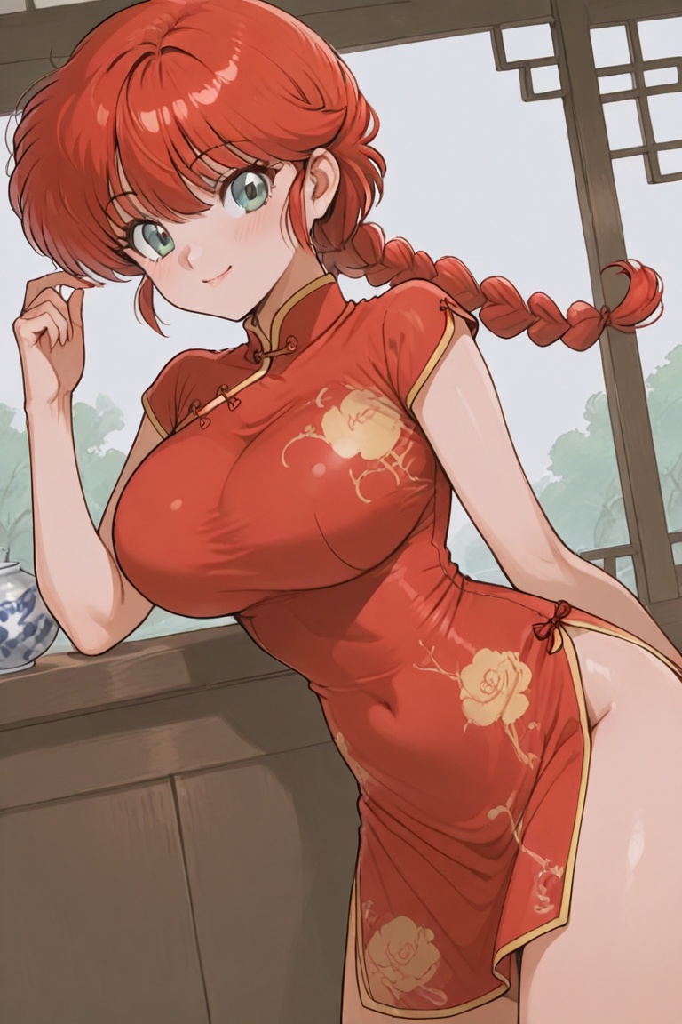 Cheongsam long dress,  Beautiful eyes,  long eyelashes on Tensor.Art