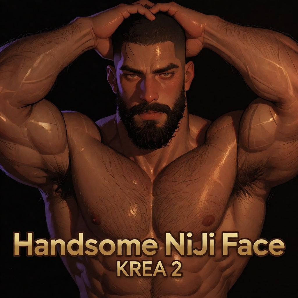 A striking,  deeply introspective portrait of a powerfully built man with rich,  warm olive skin and a meticulously groome...