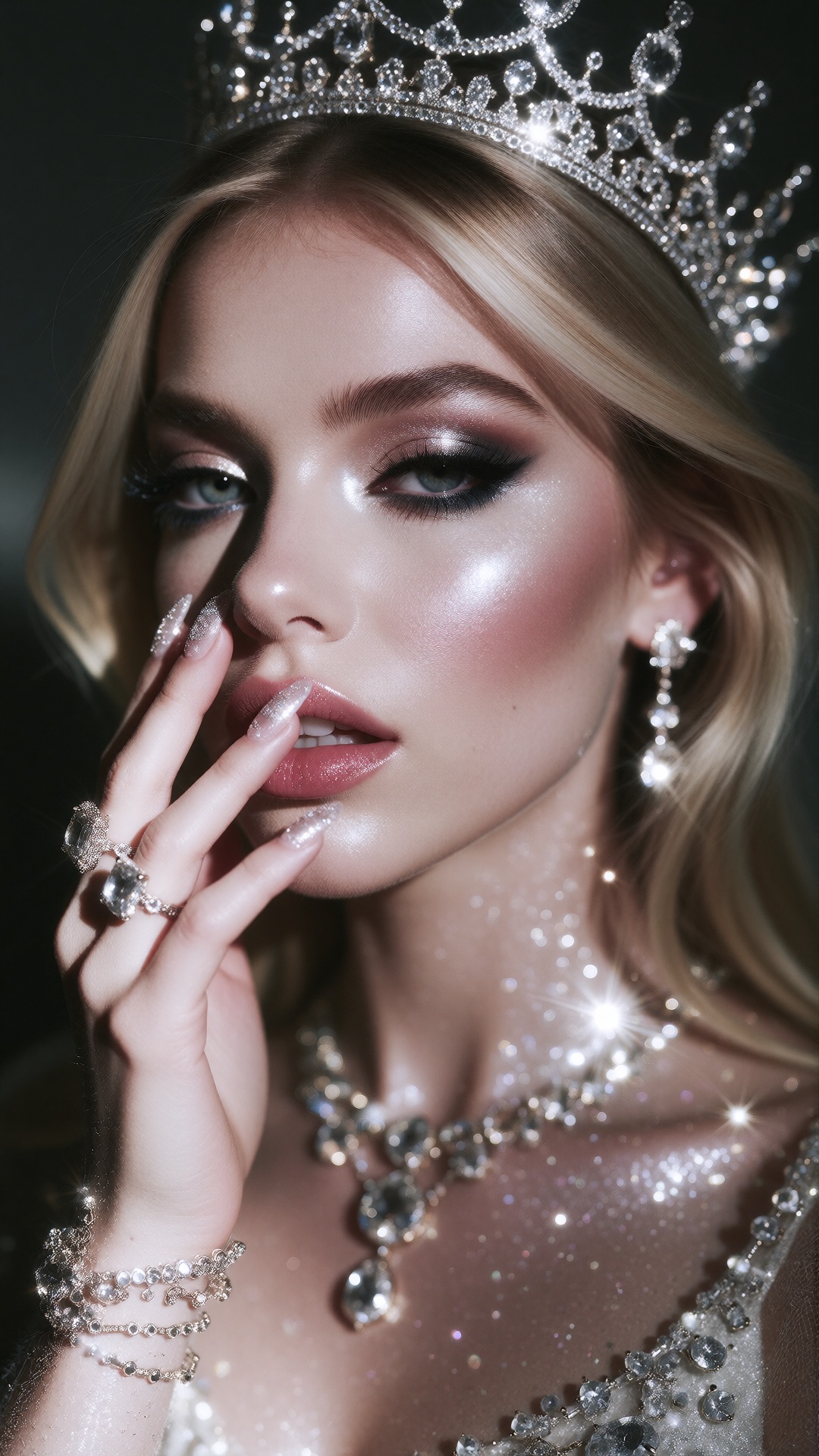 Dreamy surreal high fashion photography,  1woman posh British blonde ,  posh1 on Tensor.Art
