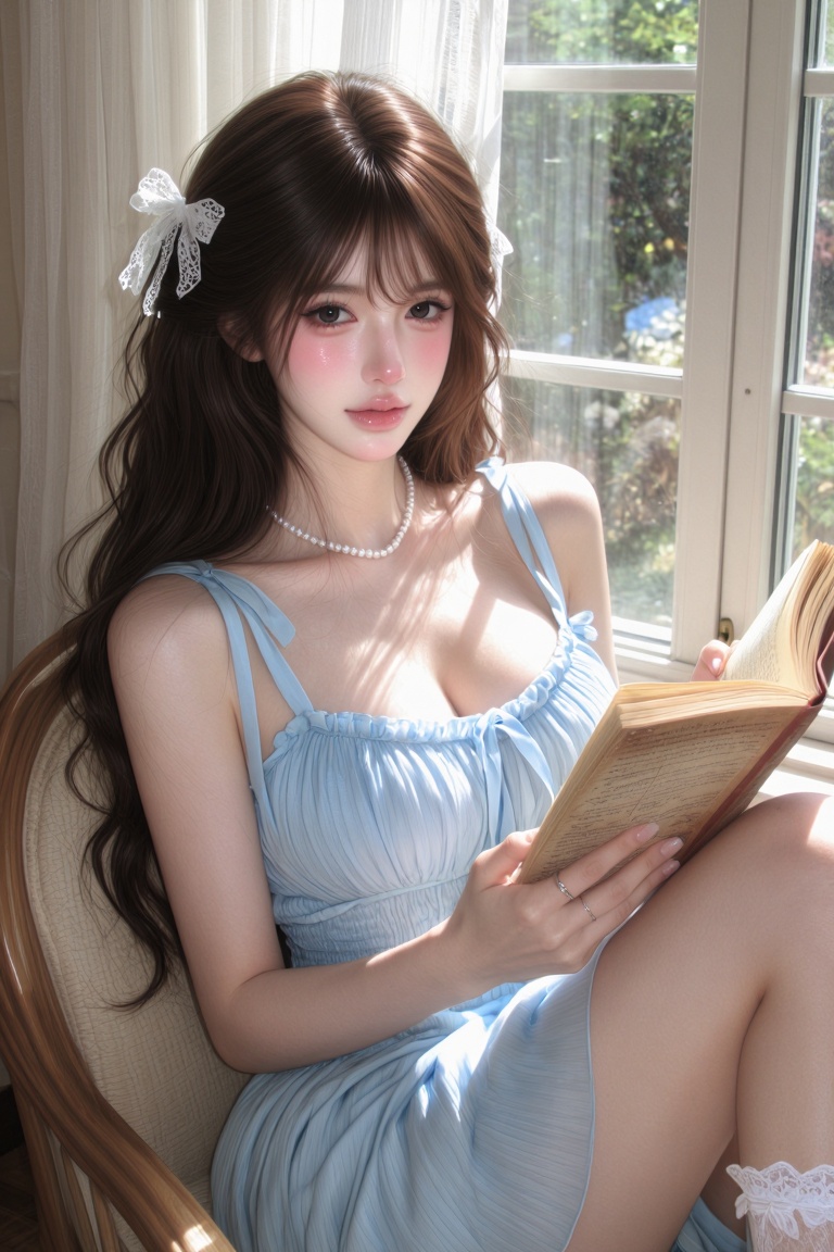 reading in a window nook masterpiece,  best quality,  ultra detailed on Tensor.Art