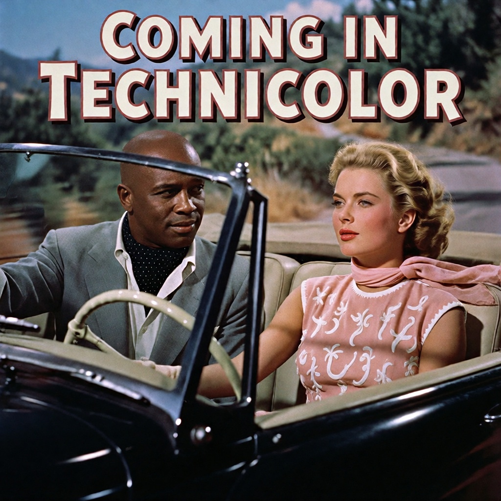 A gorgeous 1950s cinematic Technicolor film still,  styled like a vintage Hollywood movie poster,  featuring highly satura...