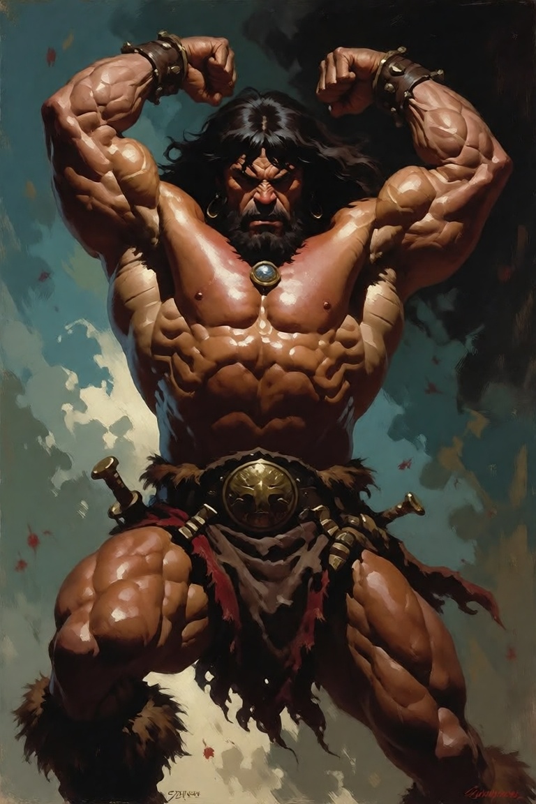the barbarian,  boris vallejo style,  epic fantasy illustration on Tensor.Art