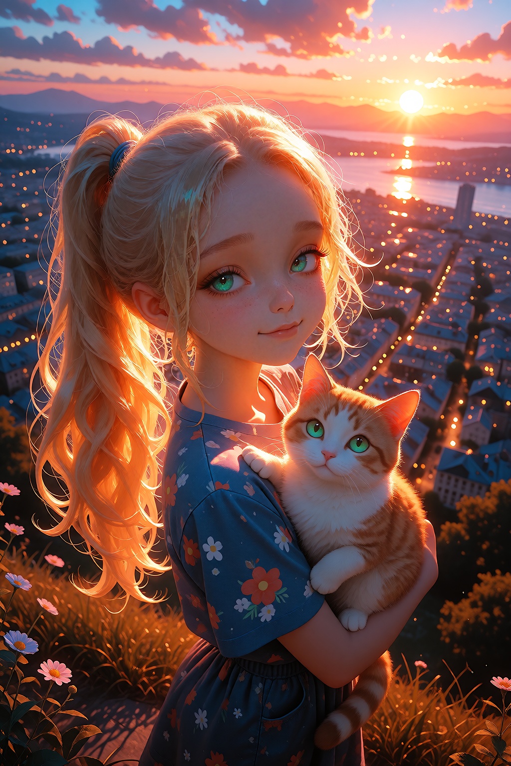Create an HDR,  8K masterpiece with best quality and amazing aesthetic. Depict a solo scene featuring Elle,  a cute girl w...