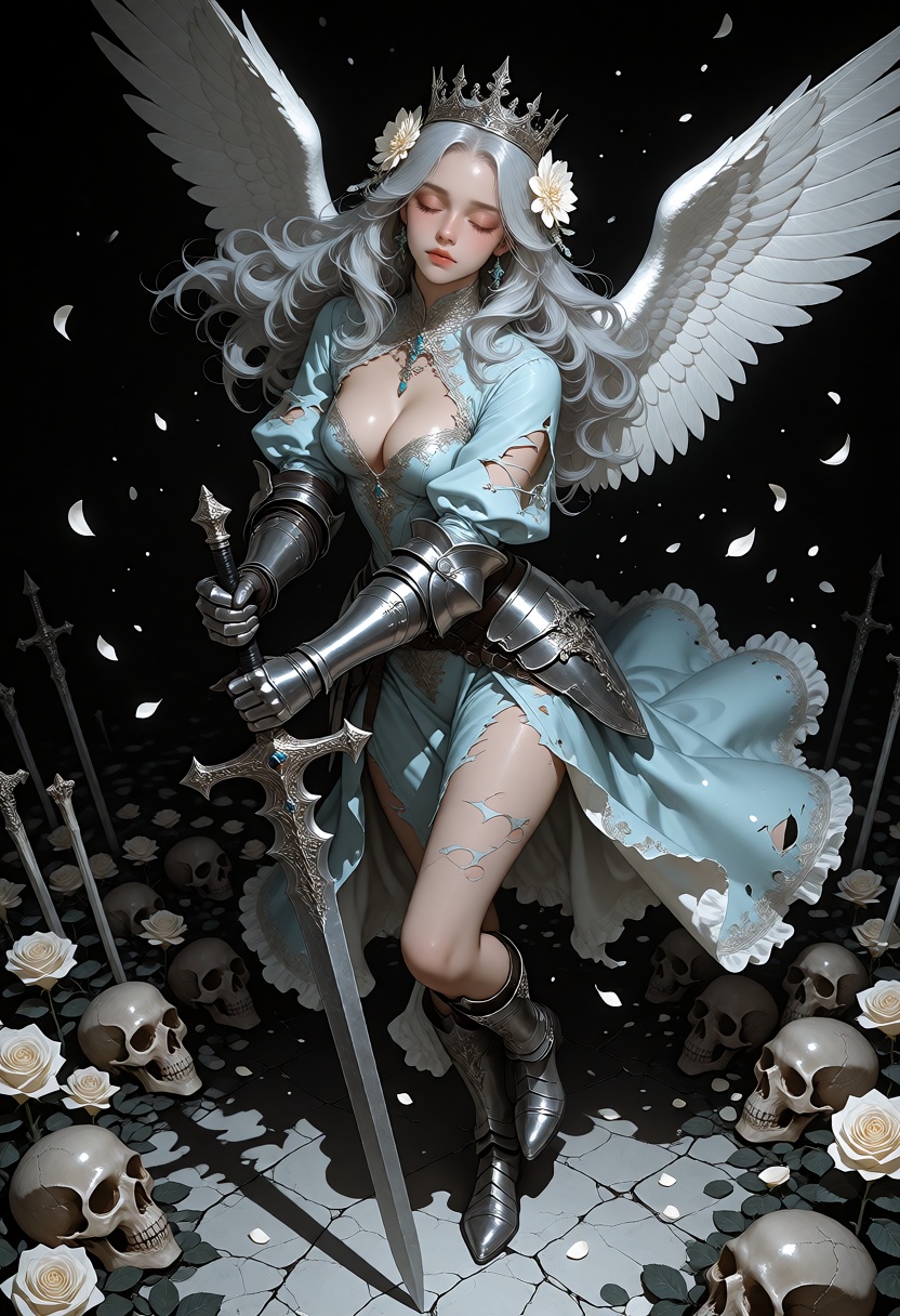 1girl,  solo,  long white hair on Tensor.Art