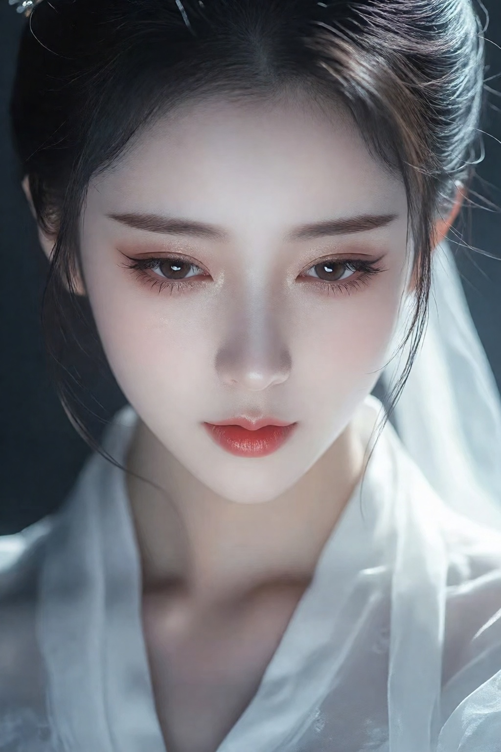 中国戏曲成熟绝艳美女。一位白色衣女子,  绝世的容颜,  面部微醺 by 剑舞轻风 on Tensor.Art